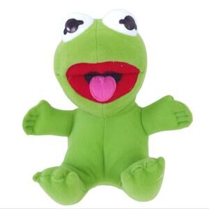 Vintage Kermit the Frog Stuffed Animal. Plush 1980s Muppet Babies Toy, 7" Tall